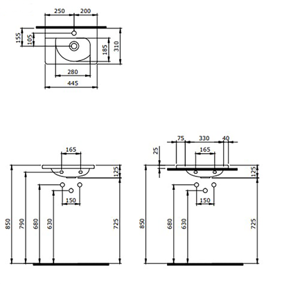 Bocchi Taormina Arch Parlak Beyaz 45 cm Etajerli Lavabo