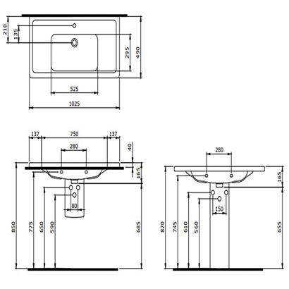 Bocchi Taormina Pro Etajerli Lavabo 105 cm Parlak Beyaz