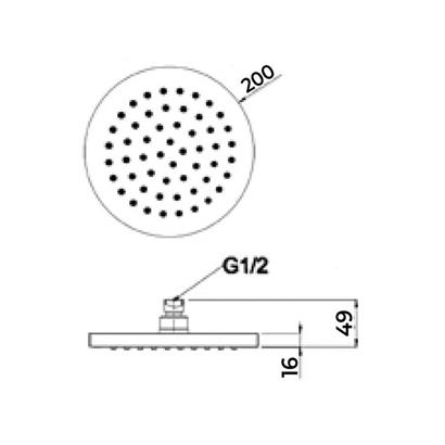 Bocchi Tepe Duşu, ø200 mm Krom