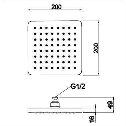 Bocchi Tepe Duşu, 200x200 mm Krom