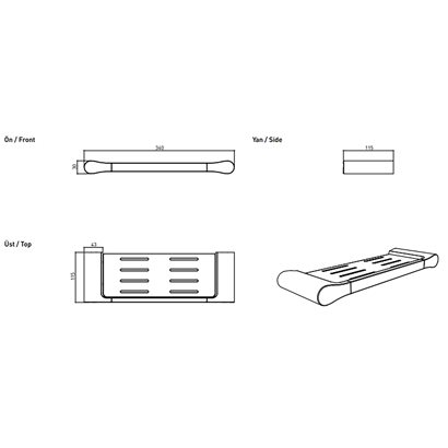 Bocchi Trıeste Etajer Metal 340 Mm Krom