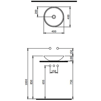 Bocchi Venezia 40 cm Çanak Lavabo Mat Kaşmir