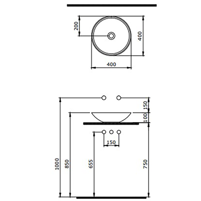 Bocchi Venezia 40 cm Çanak Lavabo Parlak Altın