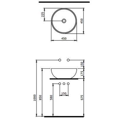 Bocchi Venezia 45 cm Çanak Lavabo Parlak Altın