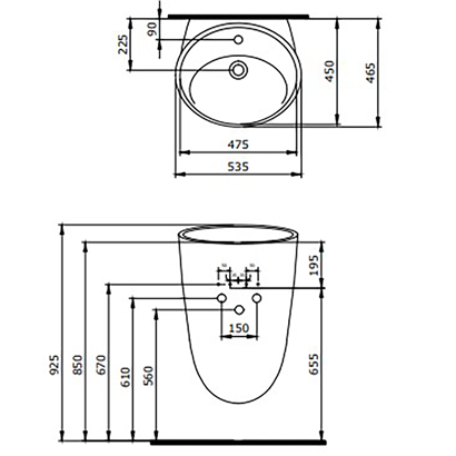 Bocchi Venezia Asma Monoblok Lavabo Parlak Siyah