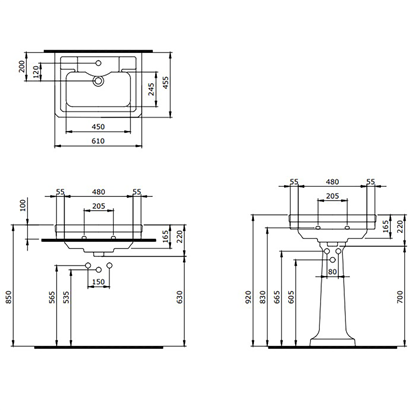 Bocchi Verona 61 cm Tek Delikli Parlak Beyaz Lavabo