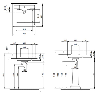Bocchi Verona 71 cm Tek Delikli Mat Beyaz Lavabo