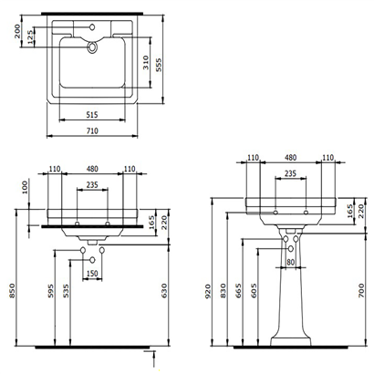 Bocchi Verona 71 cm Tek Delikli Mat Siyah Lavabo