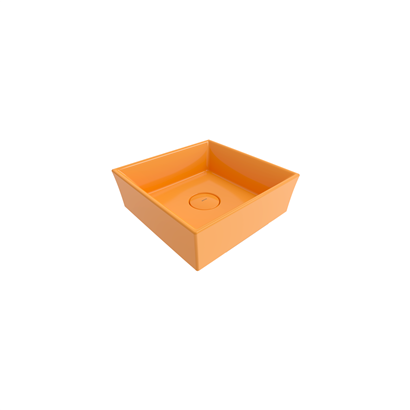 Bocchi Vessel Kare Tezgah Üstü Lavabo 38 cm Parlak Mandalina Sarısı