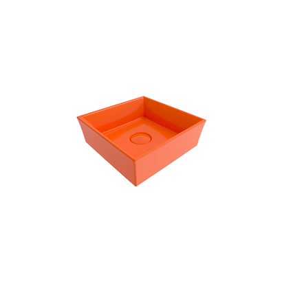 Bocchi Vessel Kare Tezgah Üstü Lavabo 38 cm Parlak Turuncu