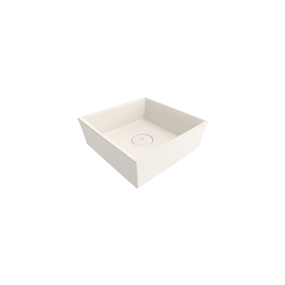 Bocchi Vessel Kare Tezgah Üstü Lavabo 38 cm Parlak Bisküvi