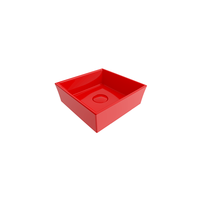 Bocchi Vessel Kare Tezgah Üstü Lavabo 38 cm Parlak Kırmızı