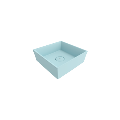 Bocchi Vessel Kare Tezgah Üstü Lavabo 38 cm Mat Buz Mavisi