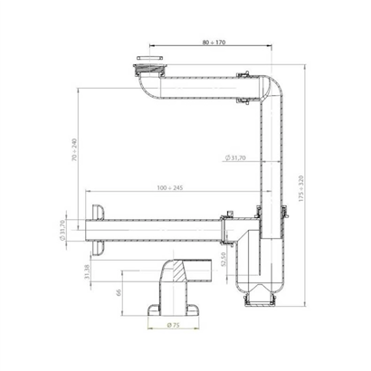 Bocchi Yer Tasarruflu Lavabo Sifonu – U Tipi, ABS