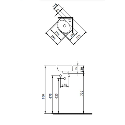 Bocci Taromina Arch Köşe Lavabo 30 cm Parlak Turuncu