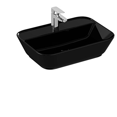 Vitra Geo Dikdörtgen Çanak Lavabo Parlak Siyah, 60 Cm