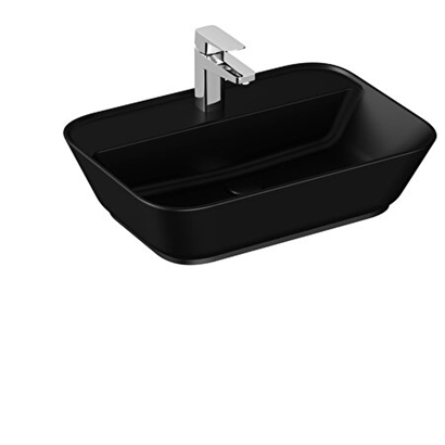Vitra Geo Dikdörtgen Çanak Lavabo Mat Siyah, 60 Cm