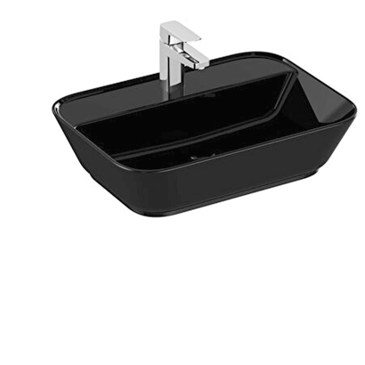 Vitra Geo Dikdörtgen Çanak Lavabo Parlak Siyah, 60 Cm