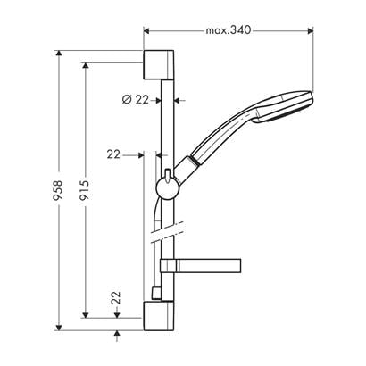 HansGrohe Croma 100 Duş Seti Vario, 90 Cm Duş Barı Ve Sabunluk İle - 27771000