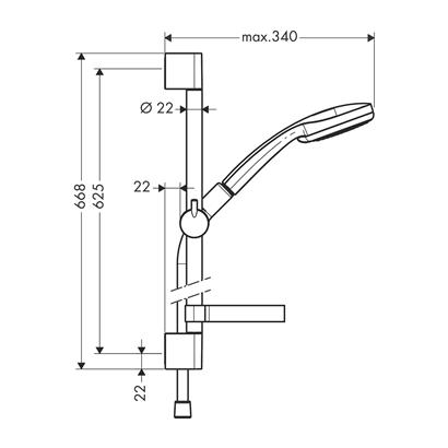 HansGrohe Croma 100 Duş Seti Vario, Ecosmart, 9 Lt/Dk, 65 Cm Duş Barı Ve Sabunluk İle - 27776000