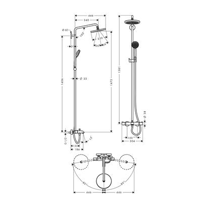 HansGrohe Croma Duş Kolonu 220 1 Jet, Banyo Termostatı İle - 27223000