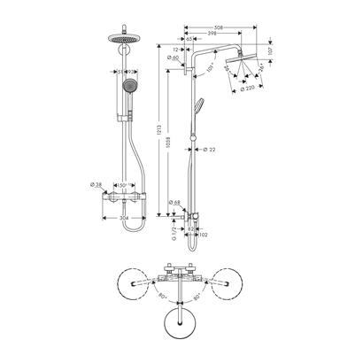 HansGrohe Croma Duş Kolonu 220 1 Jet, Ecosmart. 9 Lt/Dk, Termostat İle - 27188000