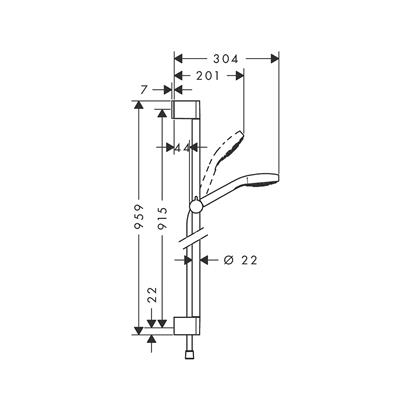 HansGrohe Croma Select E Duş Seti 1 Jet, Ecosmart, 9 Lt/Dk, 90 Cm Duş Barı İle - 26595400