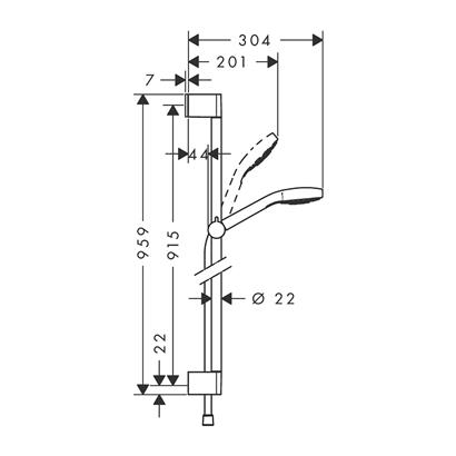 HansGrohe Croma Select S Duş Seti Vario, Ecosmart, 9 Lt/Dk, 90 Cm Duş Barı İle - 26573400