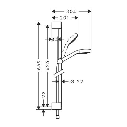 HansGrohe Croma Select S Duş Seti Vario, Ecosmart, 9 Lt/Dk, 65 Cm Duş Barı İle - 26563400