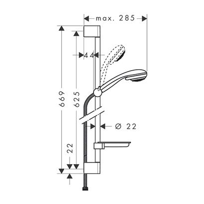 HansGrohe Crometta 85 Duş Seti Vario, 65 Cm Duş Barı Ve Sabunluk İle - 27764000
