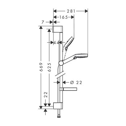 HansGrohe Crometta Duş Seti Vario, 65 Cm Duş Barı Ve Sabunluk İle - 26553400