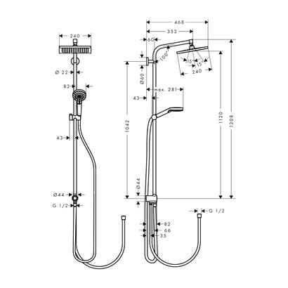 HansGrohe Crometta E Duş Kolonu 240 1 Jet, Ecosmart, 9 Lt/Dk, Reno - 27289000