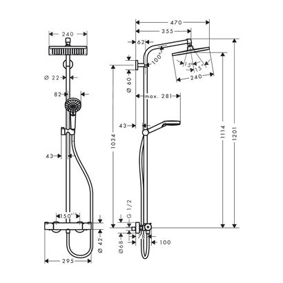 HansGrohe Crometta E Duş Kolonu 240 1 Jet, Termostat İle - 27271000