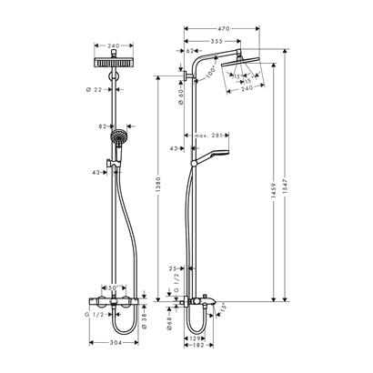 HansGrohe Crometta E Duş Kolonu 240 1 Jet, Banyo Termostatı İle - 27298000