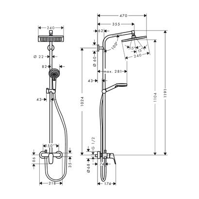 HansGrohe Crometta E Duş Kolonu 240 1 Jet, Tek Kollu Batarya İle - 27284000