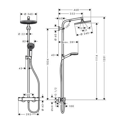 HansGrohe Crometta S Duş Kolonu 240 1 Jet, Termostat İle - 27267000