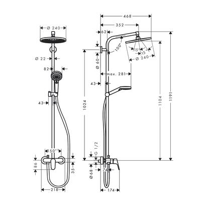 HansGrohe Crometta S Duş Kolonu 240 1 Jet, Tek Kollu Batarya İle - 27269000