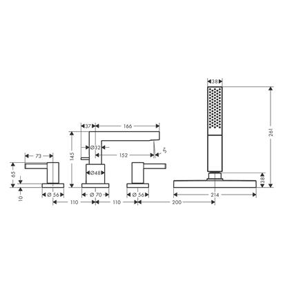 HansGrohe Finoris 4 - Delikli Küvet Kenarı Banyo Bataryası Sbox İle - 76444670