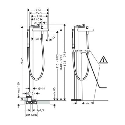HansGrohe Finoris Tek Kollu Banyo Bataryası Yerden - 76445700