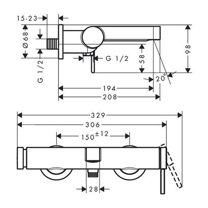 HansGrohe Finoris Tek Kollu Banyo Bataryası Aplike Montaj - 76420000