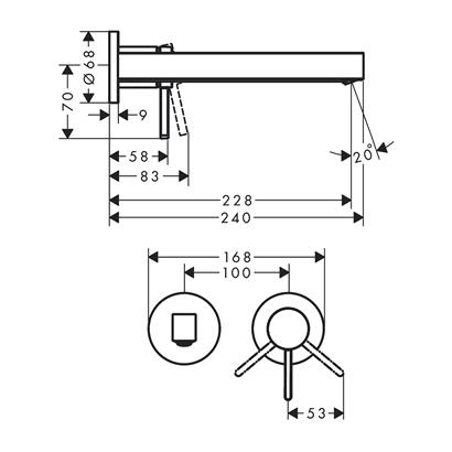 HansGrohe Finoris Tek Kollu Lavabo Bataryası Ankastre Duvara Monte 22,8 Cm Gaga İle - 76050700