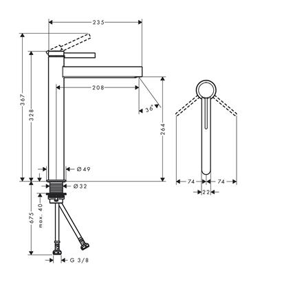 HansGrohe Finoris Tek Kollu Lavabo Bataryası 260, Çanak Lavabolar İçin Bas - Aç Gider Seti İle - 76070000