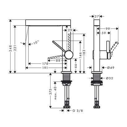 HansGrohe Finoris Tek Kollu Lavabo Bataryası 230, Bas - Aç Gider Seti İle - 76060700