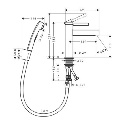 HansGrohe Finoris Tek Kollu Lavabo Bataryası 110, Bidette El Duşu Ve 160 Cm Duş Hortumu İle - 76210670