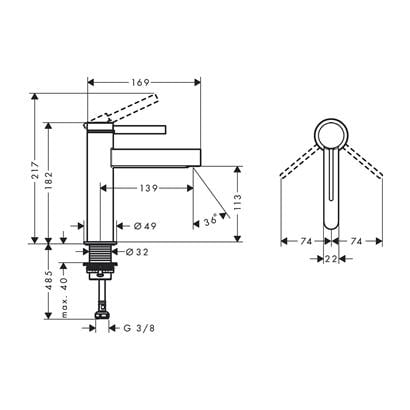 HansGrohe Finoris Tek Kollu Lavabo Bataryası 110, Bas - Aç Gider Seti İle - 76023670