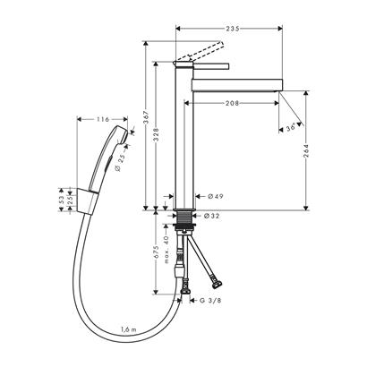 HansGrohe Finoris Tek Kollu Lavabo Bataryası 260, Bidette El Duşu Ve 160 Cm Duş Hortumu İle - 76220000