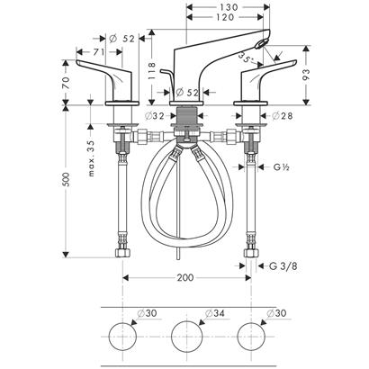 HansGrohe Focus 3 - Delikli Lavabo Bataryası 100 Kumandalı - 31937000