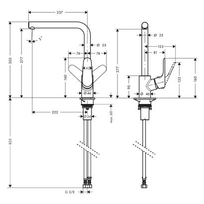 HansGrohe Focus M41 Tek Kollu Eviye Bataryası 280, 1Jet - 31817000