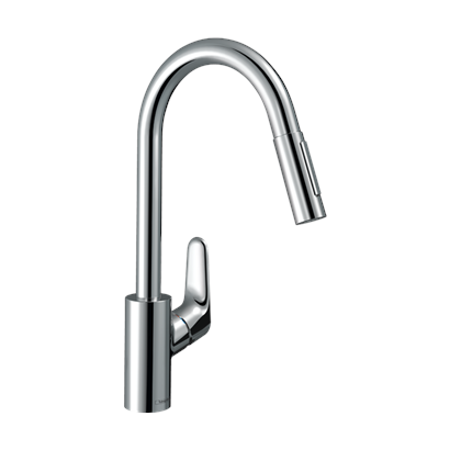 HansGrohe Focus M41 Tek Kollu Eviye Bataryası 240, Eco, Çekilebilir El Duşu, 2Jet - 31833000