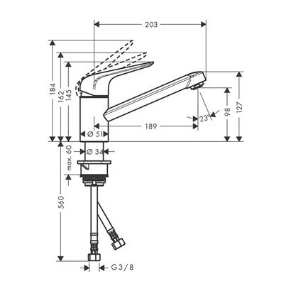 HansGrohe Focus M42 Tek Kollu Eviye Bataryası 100, Coolstart, Eco, 1Jet - 71866000